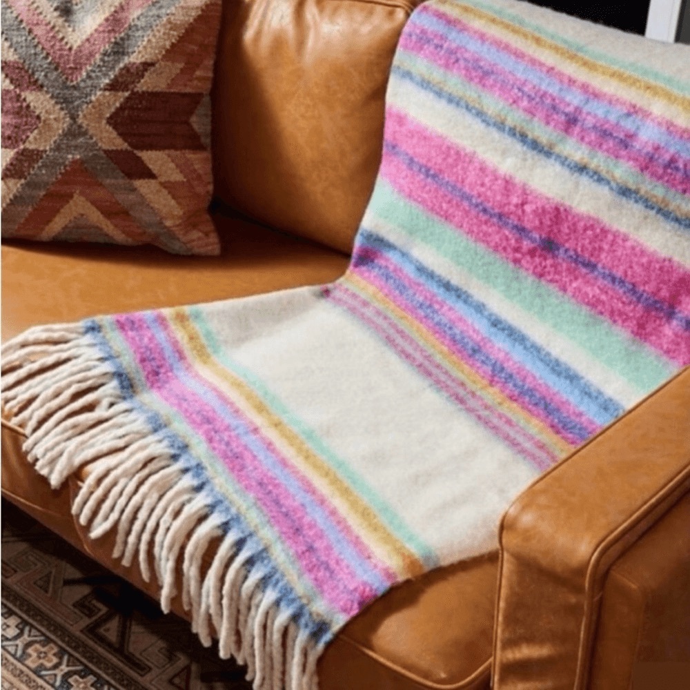 The Free People Skye Stripe Throw Blanket / Blanket Scarf | NWT